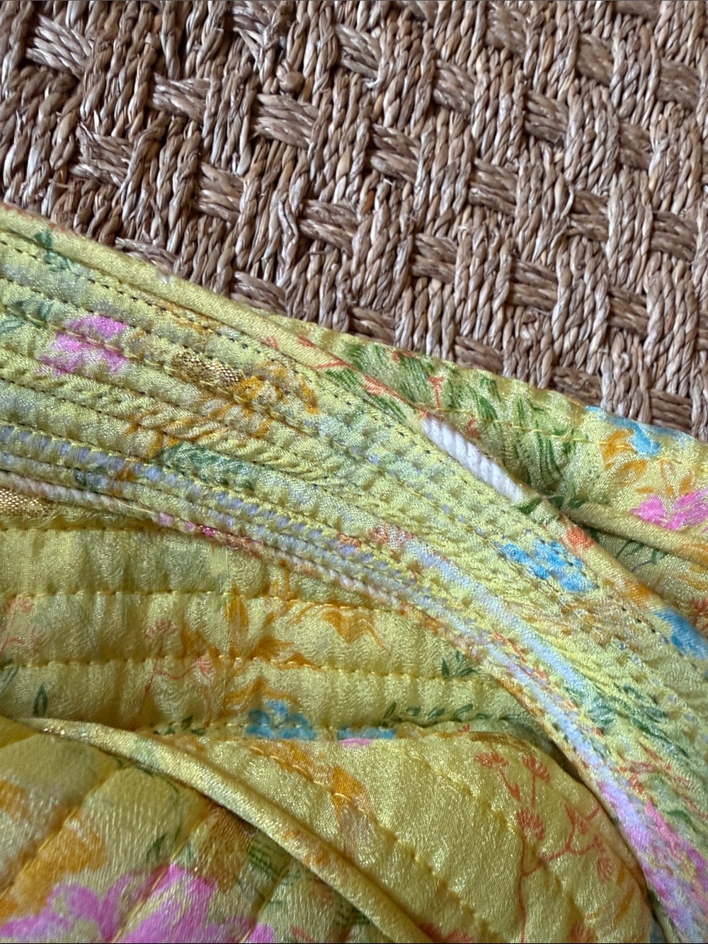 Anthropologie Sissel Edelbo Yellow Quilted Floral Tote - Picture 14 of 16